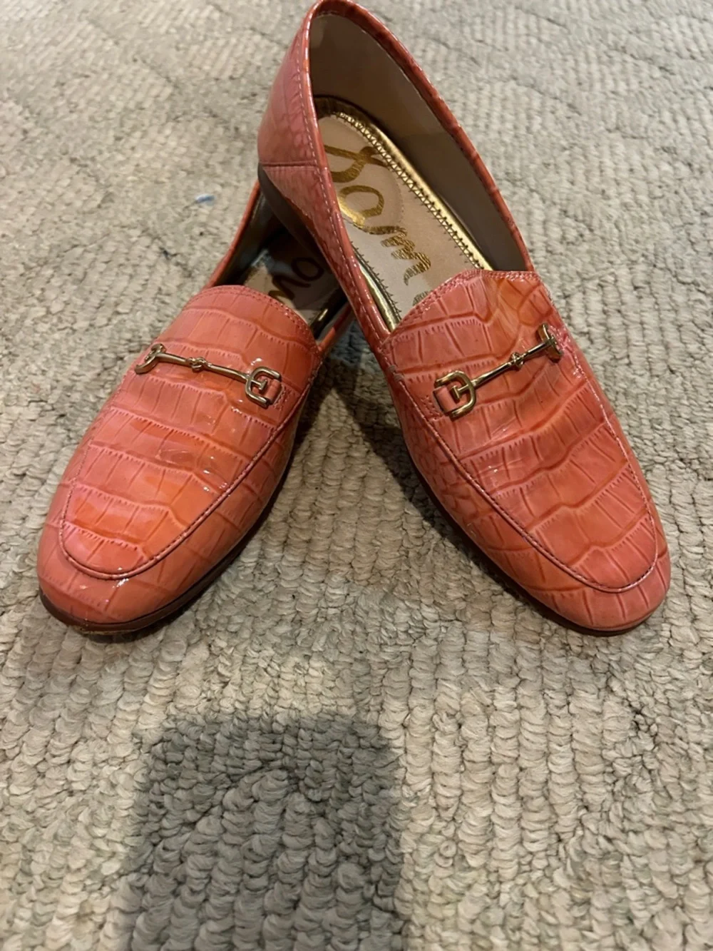 Sam Edelman Pink Croc-Embossed Leather Bit Loafer - Picture 4 of 12